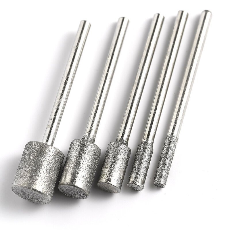 Abrasive Head Mounted Bits para Dremel, Cilindro Diamond Grinding Burr, Polimento e Grinding Bits, Grit120, 3mm x 3mm, 4mm, 5mm, 6mm, 8mm, 10mm