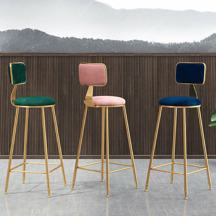 Nordic Light Luxury  Leisure Iron Fabric High Bar Chair For Restaurant