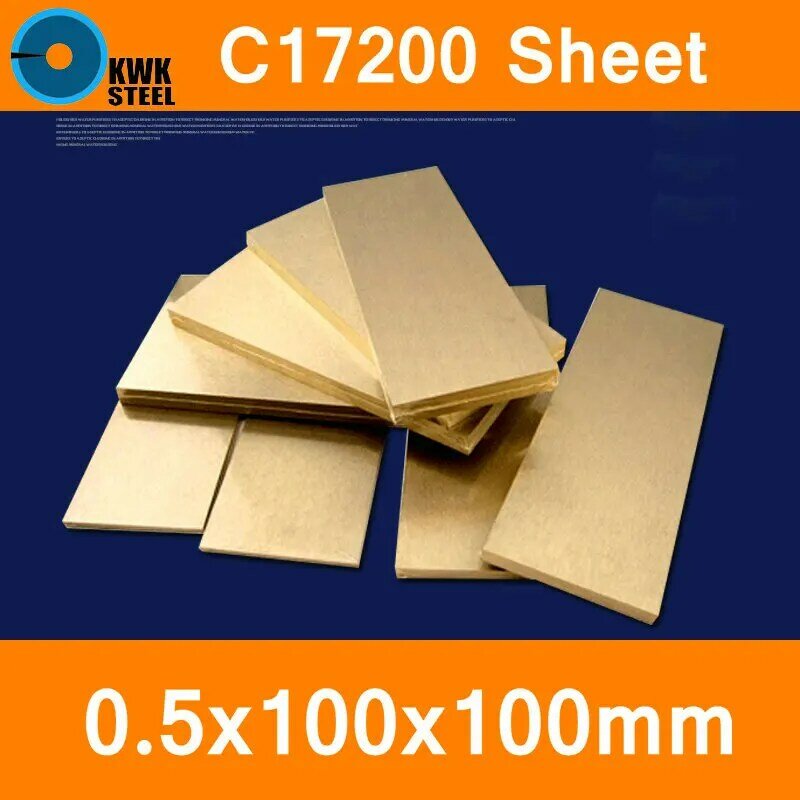 Placa de hoja de bronce de berilio de 0,5x100x100mm de C17200 CuBe2 CB101 TOCT BPB2, Material de molde de corte láser NC, envío gratis