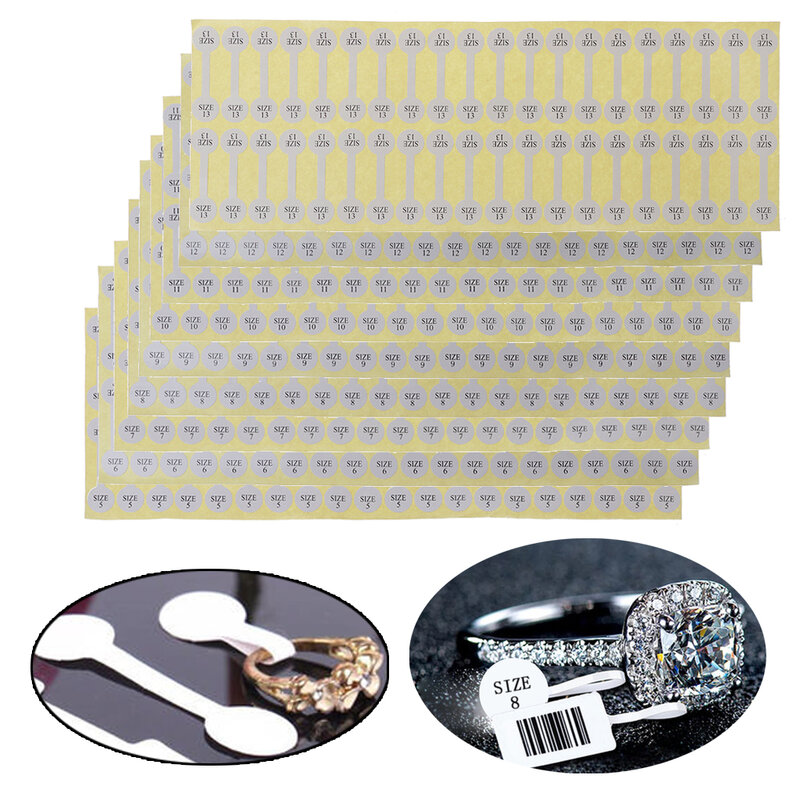 100 Stuks Wit Papier Sieraden Sticker Ring Maat Tag Labels Sieraden Display Kaarten