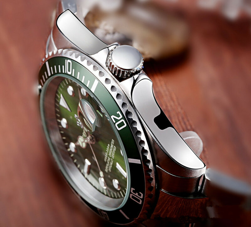 Relógio de movimento quartzo Regour Miyota para homens, moldura rotativa, aço inoxidável completo, relógios masculinos, 2115
