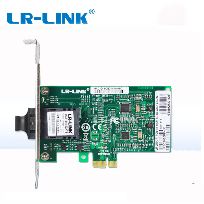 LR-LINK 9020pf-lx 100base-lx adaptador de lan ethernet fibra óptica pci-e x1 placa de controlador de rede realtek rtl8105 computador pc nic