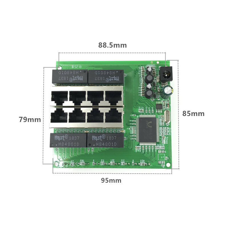 OEM PBC 8 พอร์ตสวิตช์ Gigabit Ethernet 8 พอร์ต met 8 pin way 10/100/1000 m hub 8way power pin Pcb board OEM เจาะ gat