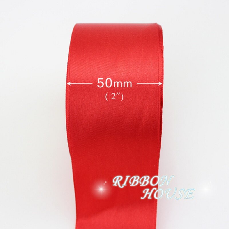 (25 yards/roll) 2'' (50mm) single face Satin Ribbon Webbing Decoration Gift Christmas Ribbons