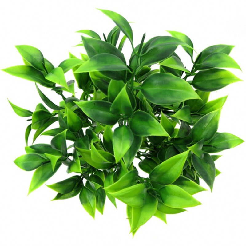 Plantas artificiales verdes de 7 ramas para jardín, hierba falsa, hojas de naranja de eucalipto, planta de imitación para decoración de tienda y hogar