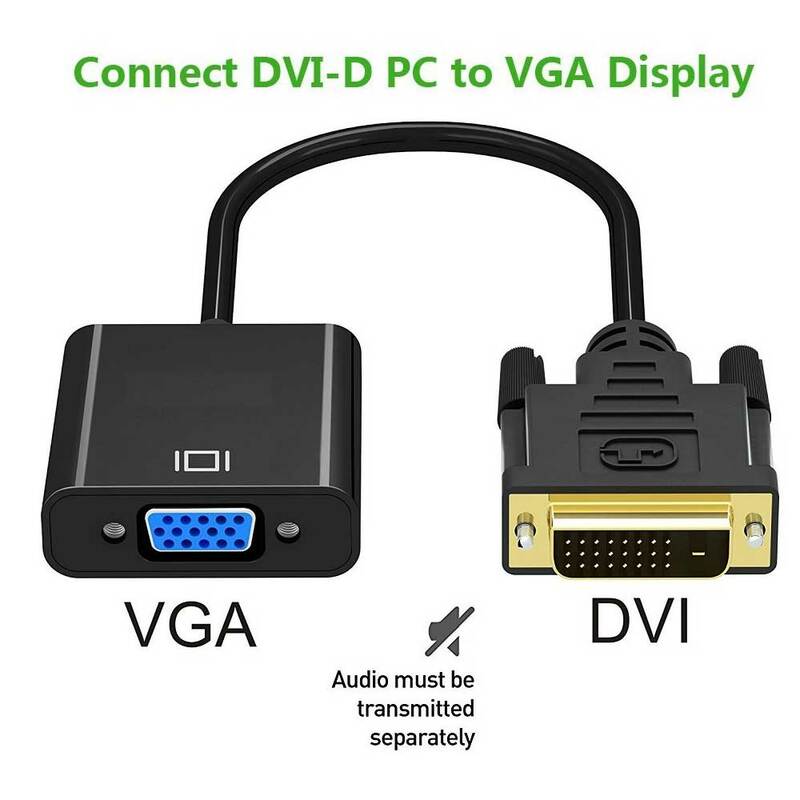 ITINFTEK Full HD 1080P DVI-D a convertidor adaptador VGA 24 + 1 25Pin macho a Cable hembra de 15Pin para ordenador PC HDTV Monitor pantalla