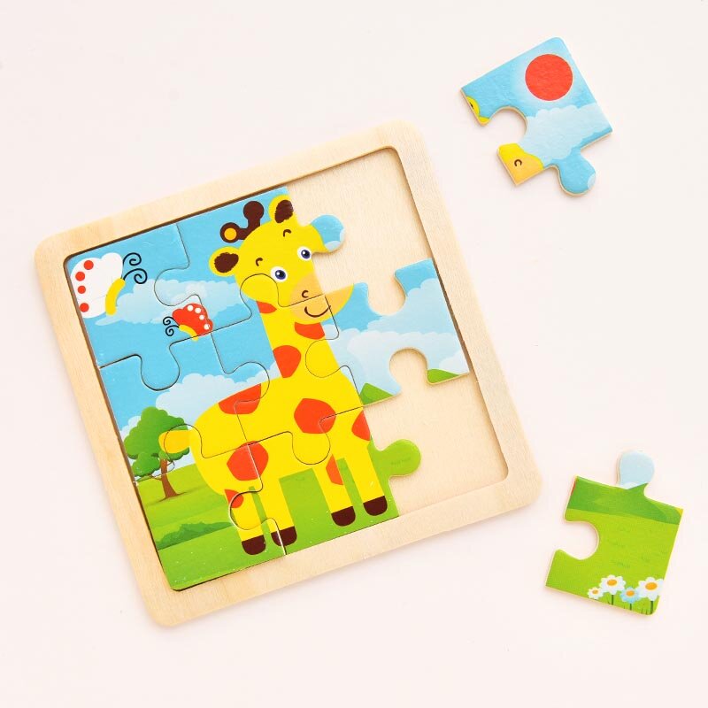 Sz 스팀 나무 지그 소 퍼즐 장난감 만화 동물 조기 교육 어린이를위한 아기 키즈 교육 퍼즐 장난감