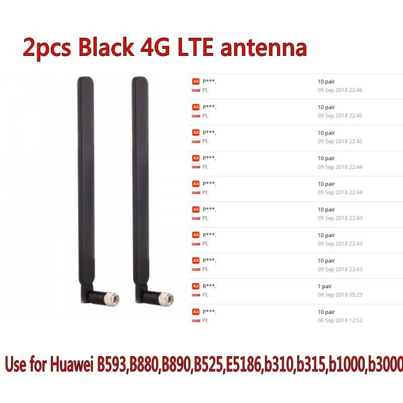 2 sztuk B593 5dBi SMA męski antena do routera 4G LTE jako B593 E5186 B315 B310 B525 (biały/czarny)