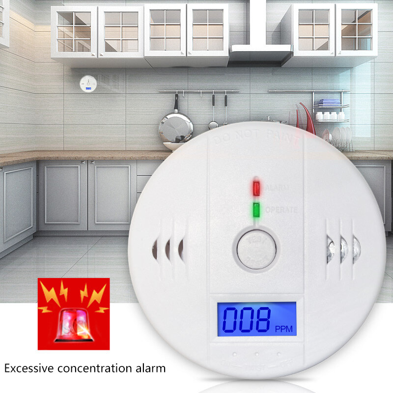 CO detector 85dB Warning High Sensitive LCD Photoelectric Independent CO Gas Sensor Carbon Monoxide Poisoning Alarm Detector