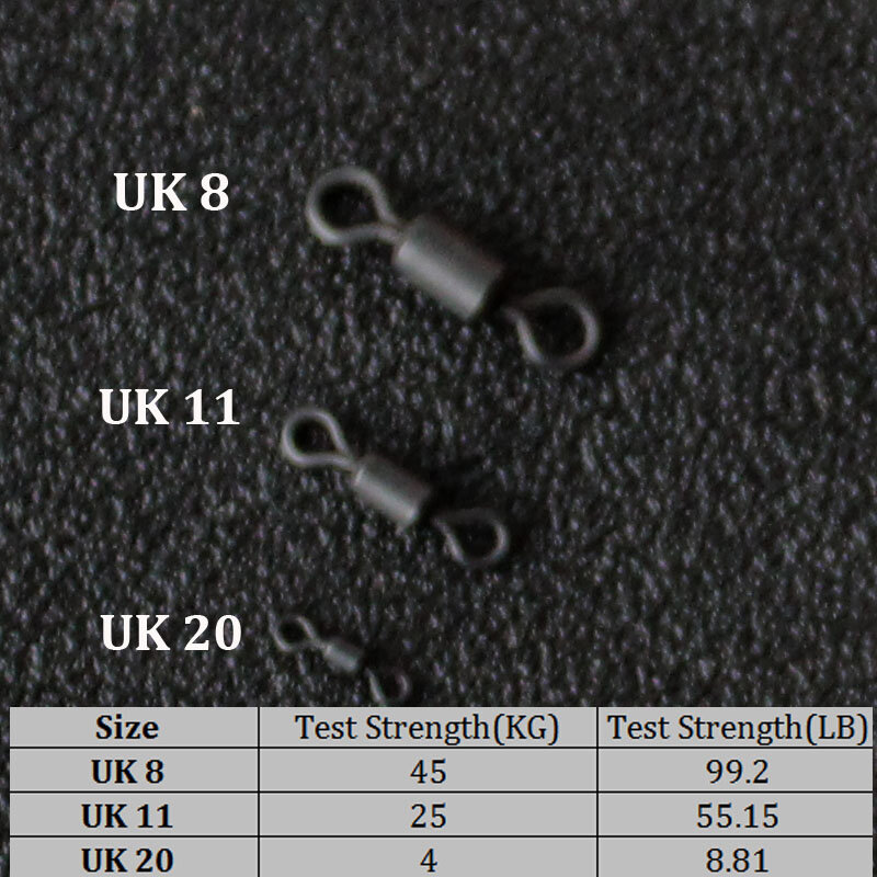 100 Pcs Carp Memancing Rolling Memutar Konektor Perubahan Cepat Memutar UK 8 11 20 Micro Putar Carp Rig Membuat Memutar matt Hitam