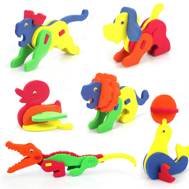 1Pcs New Puzzle Toys Cartoon Stereo Animals Manual DIY Assembly Jigsaw Puzzle Toy Education For Kids