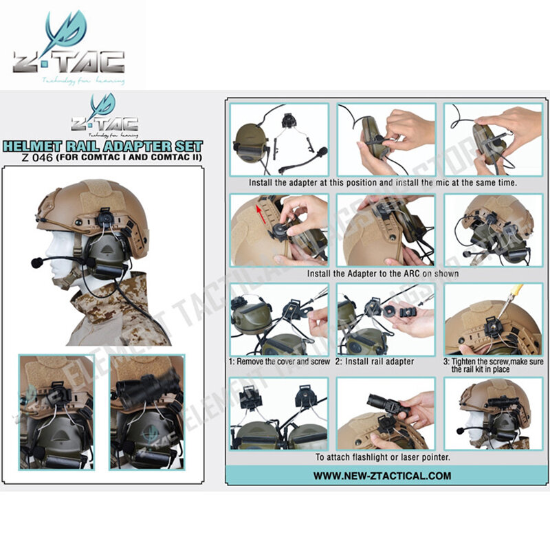 Z-tactical zPeltor conjunto de adaptador de riel de casco para COMTAC I y COMTAC II Airsoft IPSC, adaptador de auriculares, piezas de Softair