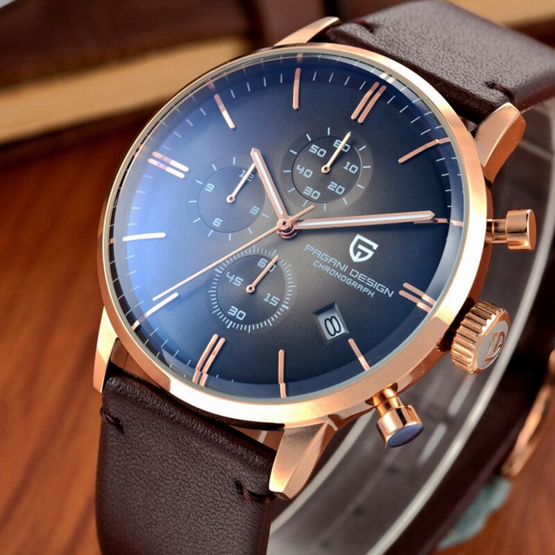 Top marka luksusowe PAGANI projekt chronografu skórzana dla mężczyzn zegarki kwarcowe moda Sport wojskowy zegarek mężczyźni relogio masculino