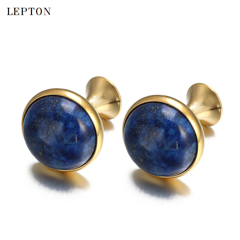 Mewah Rendah Lapis Lazuli Manset untuk Mens Warna Emas Lesbo Kualitas Tinggi Putaran To Lay Down Batu Manset Relojes gemelos