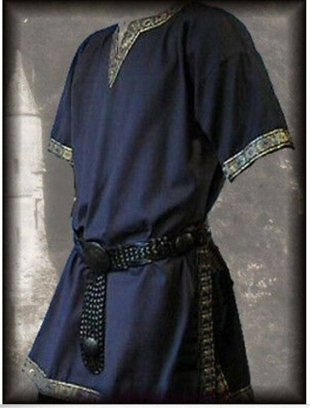 Disfraz de renacentista Medieval para hombre, camisa con cordones, Top de vendaje, ropa de mediana edad para adulto, 3XL