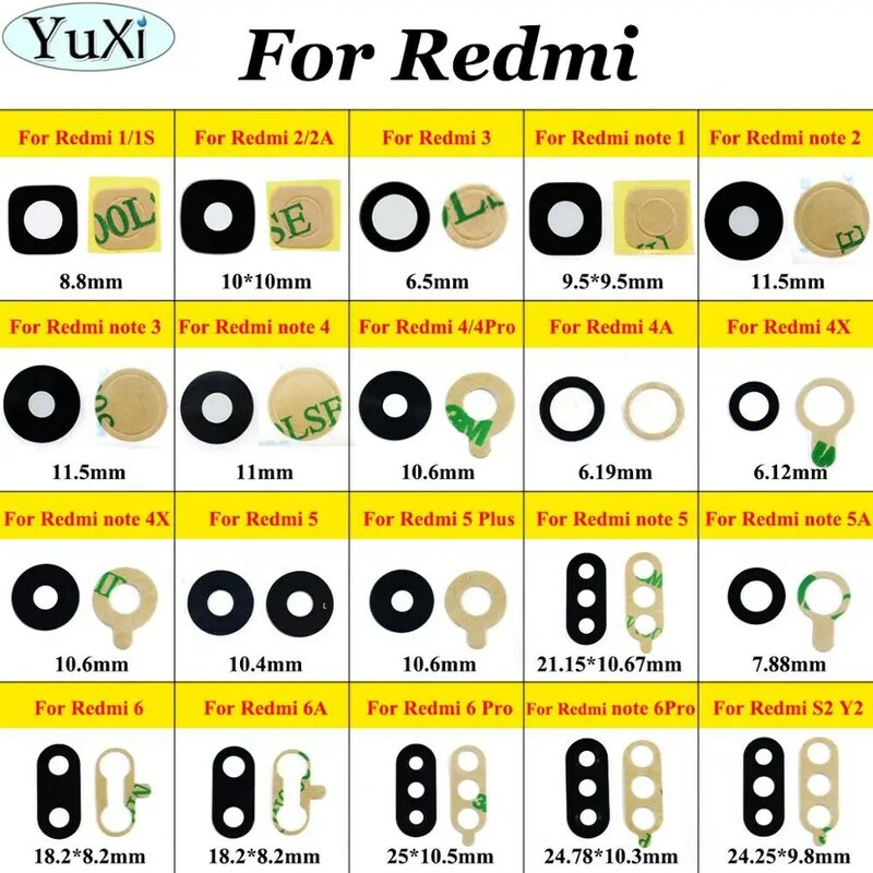 YuXi ل شاومي ل Redmi 1 1S 2A 3 4A 4X 4 4 برو 6A 5 زائد ل Redmi نوت 2 3 4 5 5A الخلفية عودة كاميرا زجاج عدسة غطاء لاصق