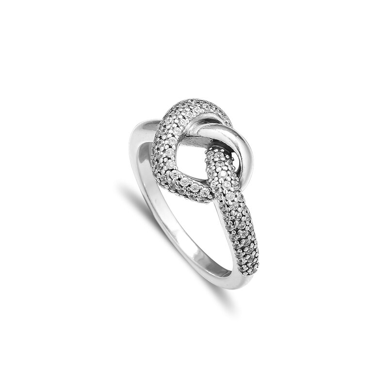 100% 925 Sterling Silver Knotted Heart Ring Fashion Jewelry Women Prom Stacking Rings for Women Valentine's Day Gift for Wife