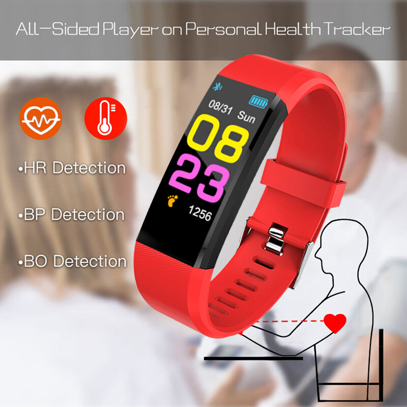 2019 Tela Colorida Relógio Inteligente Relógio Do Esporte Dos Homens De Fitness Rastreador Pedômetro Heart Rate Monitor de Pressão Arterial Homens Saúde Relógio Inteligente