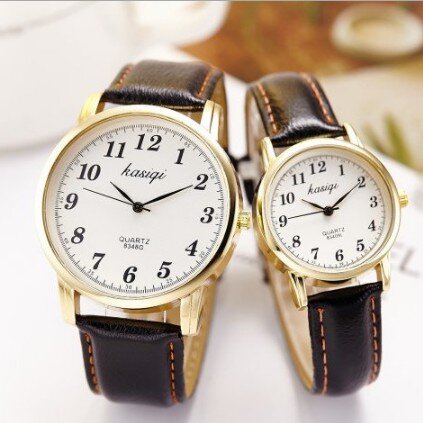 2018 ใหม่ล่าสุดคู่นาฬิกาขายส่งแฟชั่น minimalism ยี่ห้อนาฬิกาข้อมือสำหรับคนรักหนังผู้หญิงควอตซ์นาฬิกา