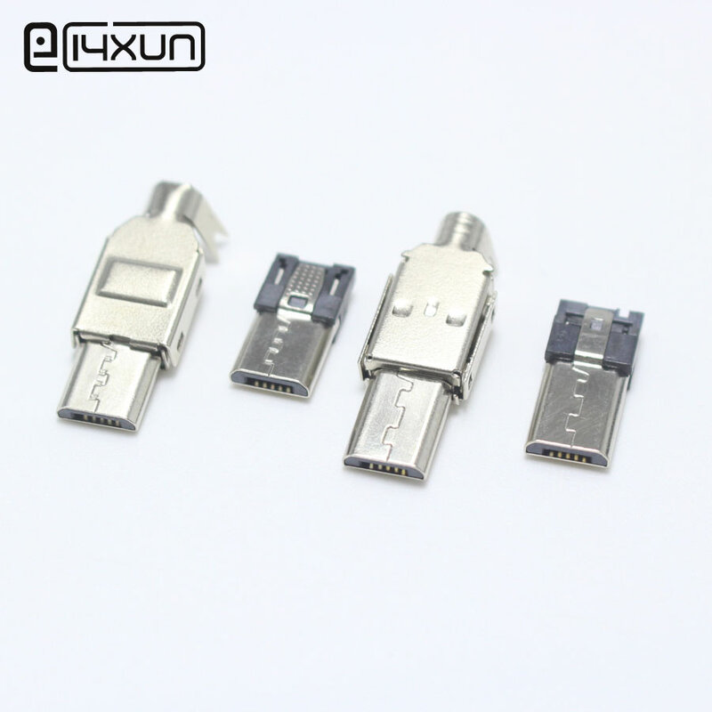 5 set Micro USB PIN Saldatura Maschio Tipo Spina Coda di Ricarica del Caricatore del Connettore 5 P USB jack 4 a 1 Parti metalliche