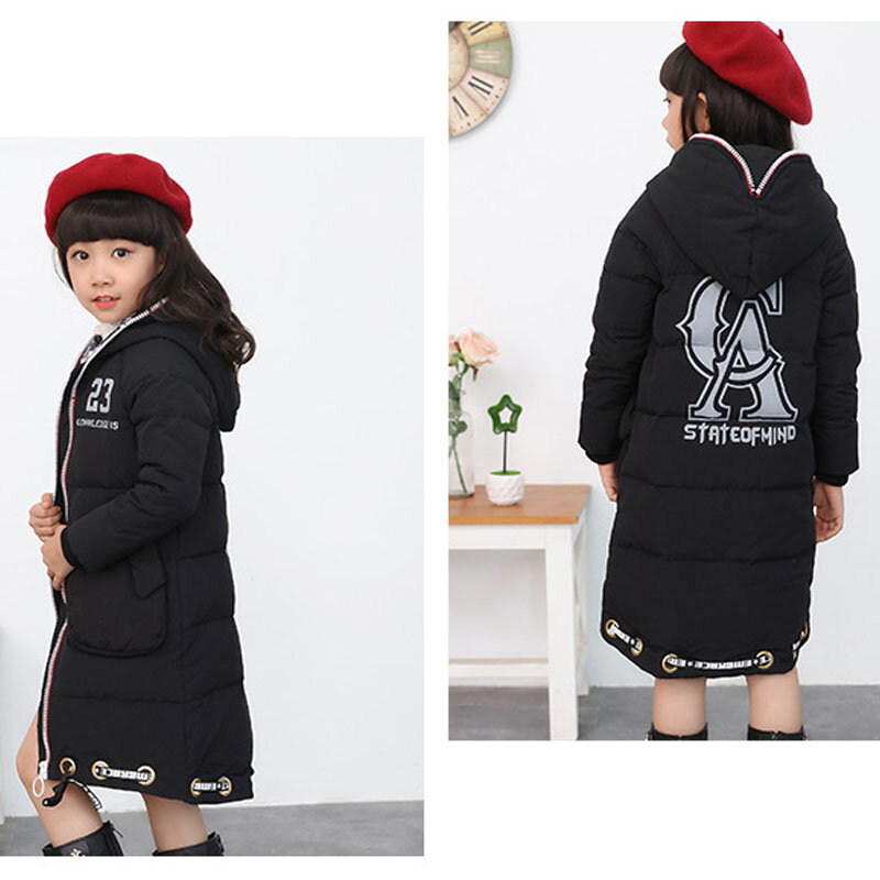 Jacket Girl Casual Children Parka Winter Coat Duck Long Section Down Thick Fur Hooded Kids Winter Jacket For Girls Outerwear
