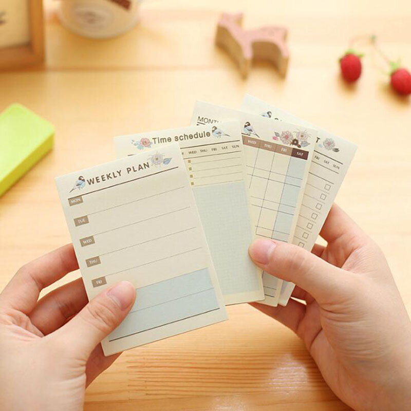 Kawaii สัปดาห์/เดือนสติกเกอร์กระดาษ Memo Pad Adhesivas Notepad Sticky Notes Office อุปกรณ์โรงเรียนเกาหลีเครื่องเขียน