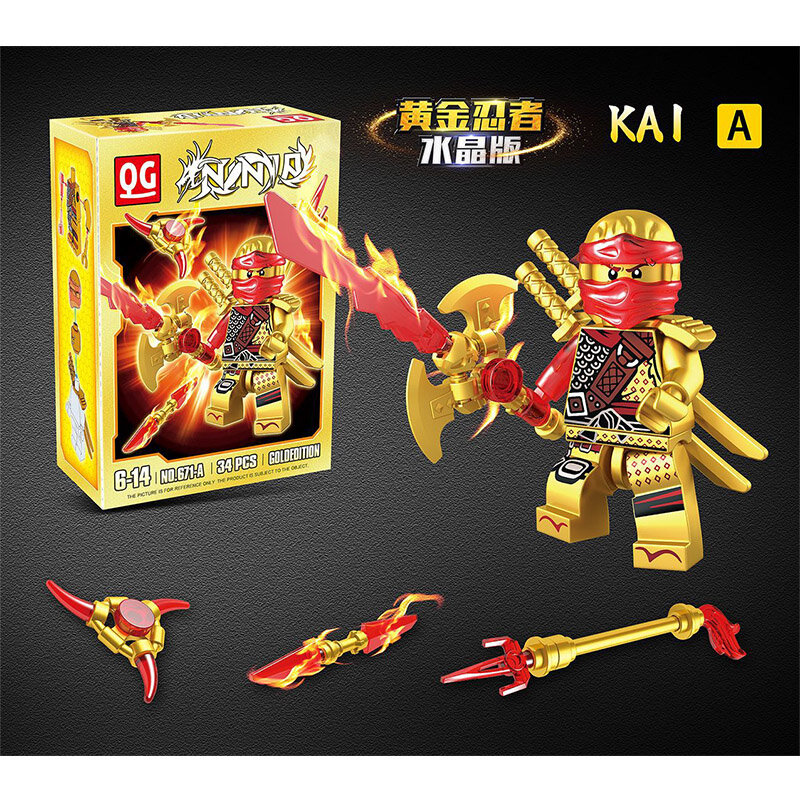6 stücke Goldene Ninjagoes Abbildung Ninja Heroes Kai Jay Cole Zane Nya Lloyd Mit Waffen Zubehör Abbildung Bausteine Spielzeug