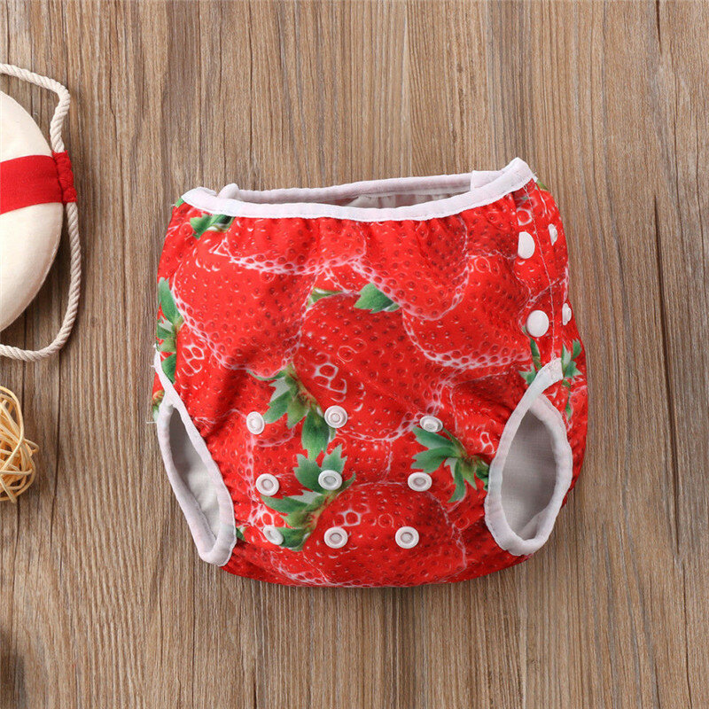 Cute Adjustable Infant Baby Cloth Diapers Summer Cartoon Swim Diaper Trunks Waterproof Swimwear Baby Clothes Accessories