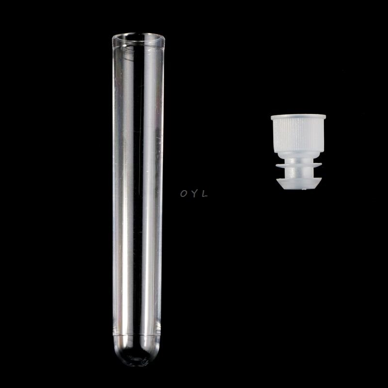 10Pcs Kunststoff Reagenzglas Mit Kappe 12x75mm U-geformten Unteren Lange Transparent Reagenzglas Labor liefert