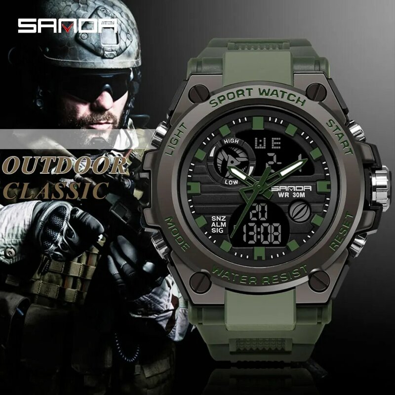 Sanda-relógio digital masculino de estilo g, impermeável, eletrônico, choque, militar, esportes, moda, 2020