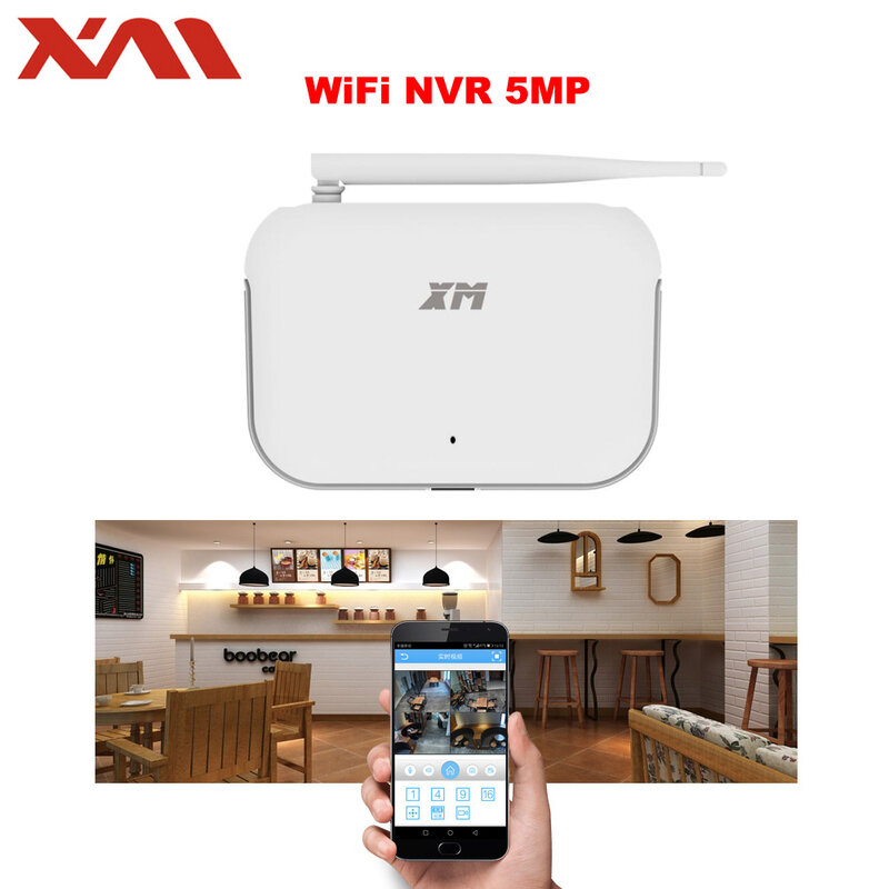 WiFi NVR 4CH 5MP 무선 HD 미니 홈 NVR 네트워크 비디오 레코더 파노라마 와이파이 카메라 360 비디오 4 채널 NVR