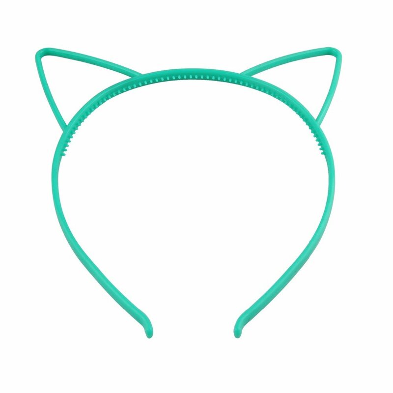 Diadème d'oreille de chat en plastique pour filles, bande de sauna princesse avec dents, document couleur bonbon solide, accessoires pour cheveux pour enfants