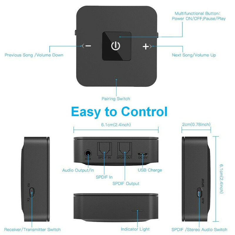 Neueste Bluetooth V5.0 Sender Empfänger 2-in-1 3,5mm Wireless-Audio-Adapter für TV Kopfhörer Lautsprecher Hause auto Stereo System