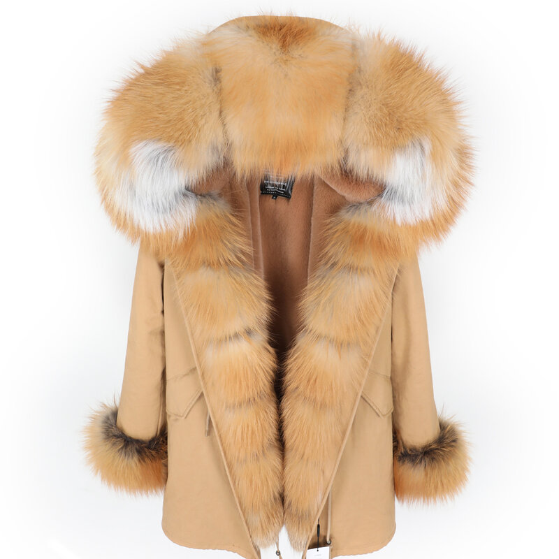 Maomaokong New Fox Fur Big Fur Collar Fur Plus Velvet Thickening Medium and Long Section Parker Women's Jacket Winter