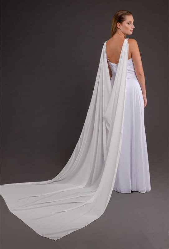 Шифоновая Свадебная накидка-шаль длиной 250 см в белом, слоновой кости, черном цвете