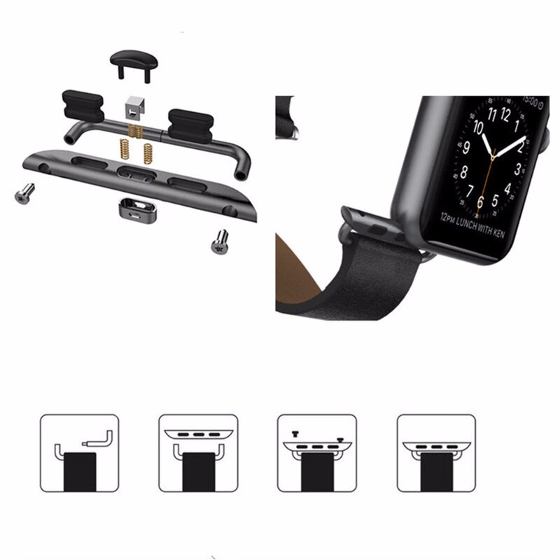 Adaptador de conector para Apple reloj 44mm/40mm/42mm/38mm iwatch banda serie 4 accesorios de reloj adaptador de metal de acero inoxidable 3 2 1
