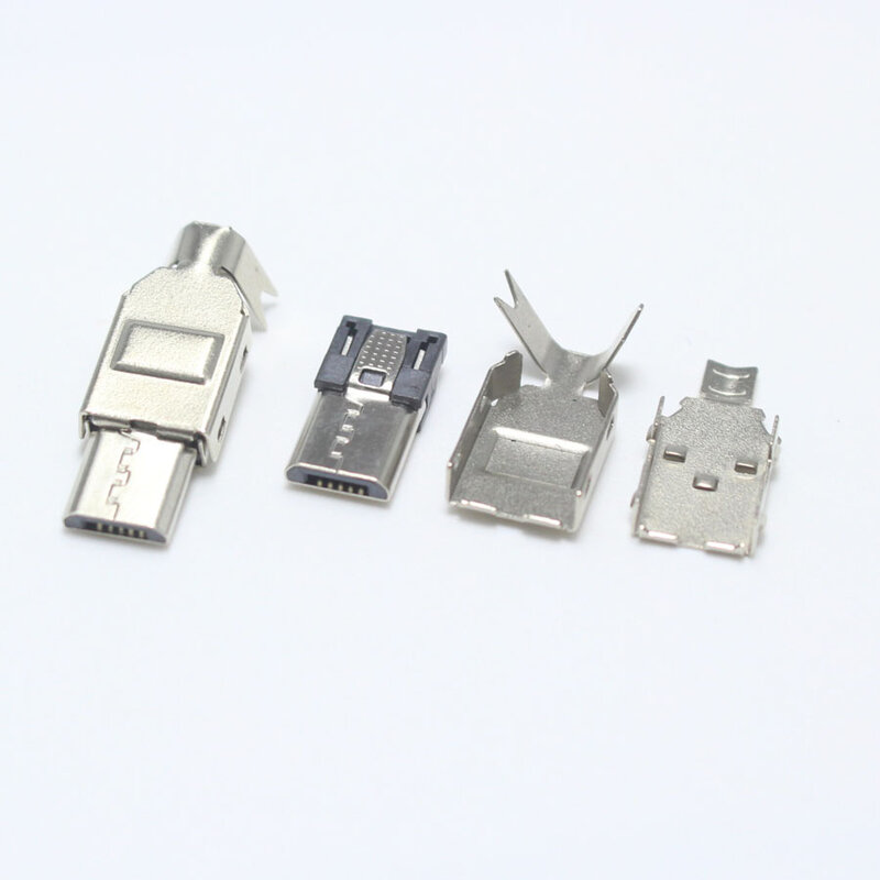 5 set Micro USB PIN Saldatura Maschio Tipo Spina Coda di Ricarica del Caricatore del Connettore 5 P USB jack 4 a 1 Parti metalliche