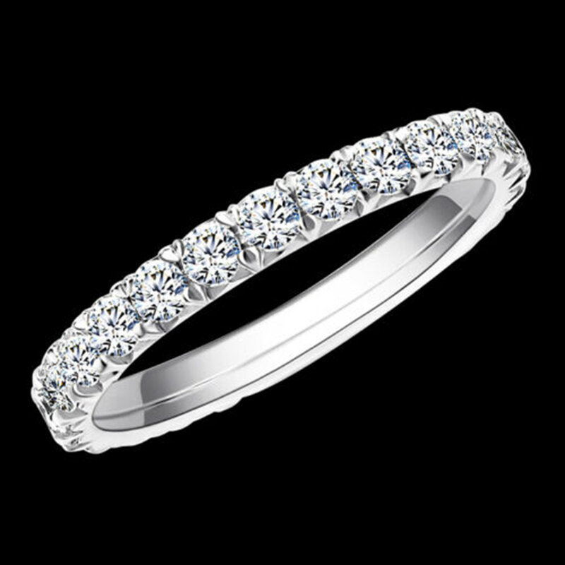 AEW S925 Silver 1.8mm DF Color Moissanite Eternity Wedding Band Moissanite Ring for Women Ladies Ring