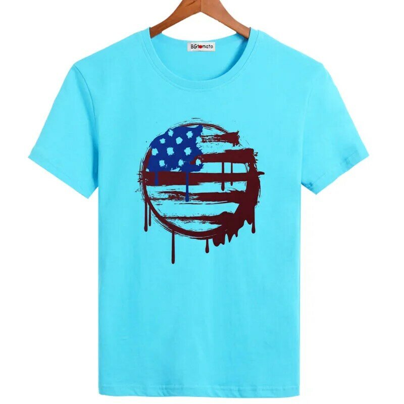 Bgtomate – t-shirt drapeau américain pour hommes, vêtements de marque, hauts et T-Shirts d'été confortables