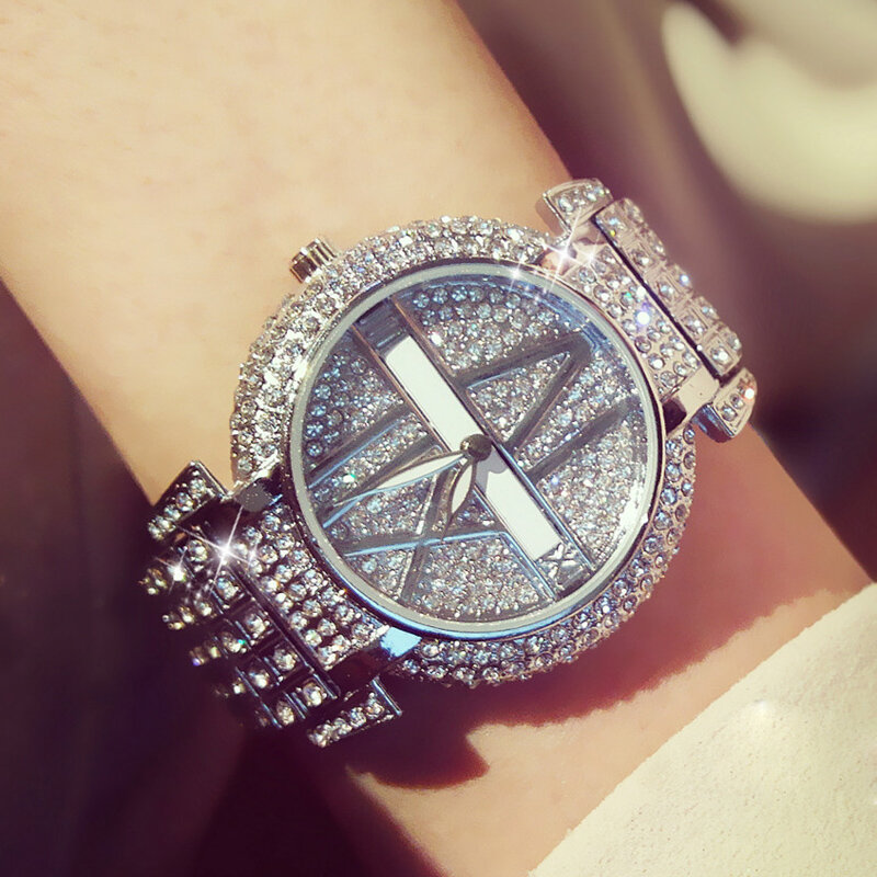 2019 Luxe Diamant Vrouwen Horloges Mode Roestvrij Stalen Armband Polshorloge Vrouwen Ontwerp Quartz Horloge Klok Relogio Feminino