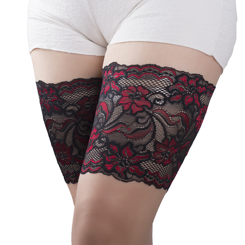 2019 calentadores de pierna muslo bandas negro verano Sexy encaje flor diseño mujeres antideslizante calcetines muslo ligas calentadores de pierna