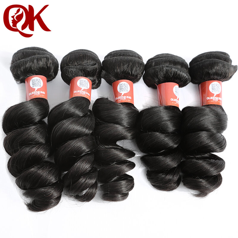 Queenking cabelo brasileiro onda solta pacotes de cabelo remy 12-26 polegadas cor natural 100% cabelo humano tecelagem frete grátis
