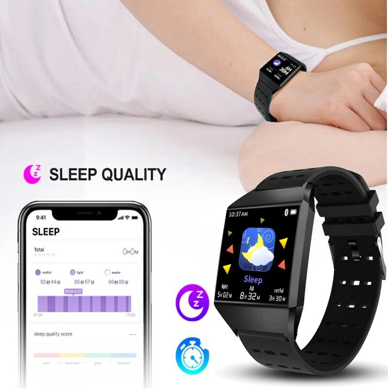 Wearpai W1C smart watch wodoodporna tętno monitora ciśnienia krwi tracker uśpienia monitora zegarek do fitness dla IOS Android