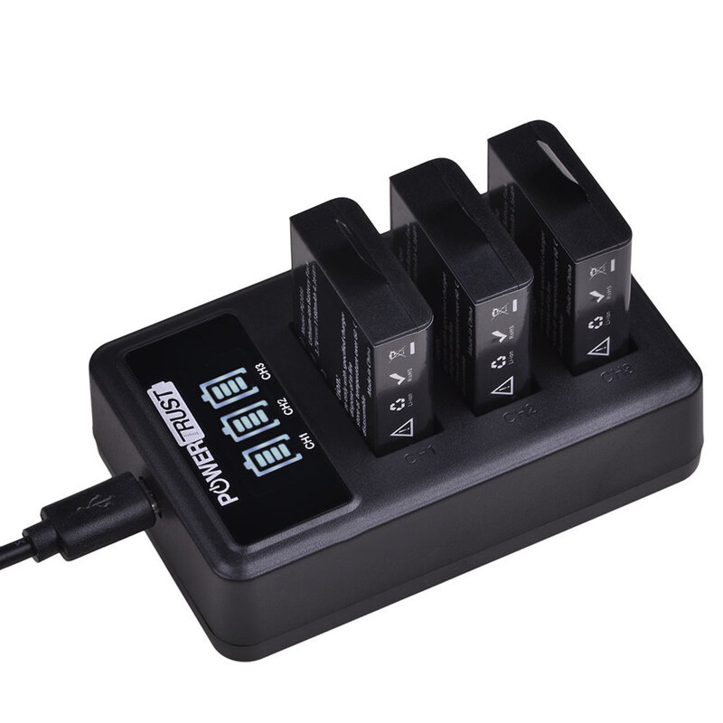 Lot de 4 batteries PG1050 1180mAh + 3 emplacements pour chargeur USB, pour SJCAM SJ4000 M10 SJ5000 SJ5000X pour EKEN H9 H9R H8R H8 GIT PG900