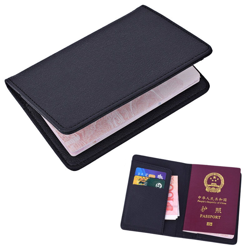 Juste de passeport en cuir pour hommes et femmes, porte-passeport de voyage avec porte-carte de crédit, étui de protection portefeuille