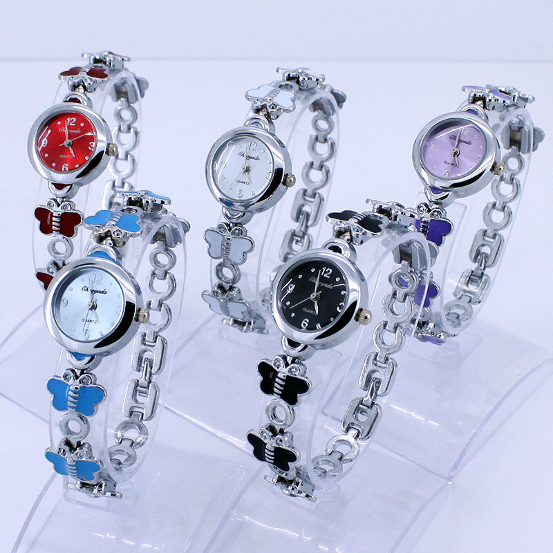 Relógio de pulso feminino com borboleta, relógio de ponteiro pequeno para mulheres fashion 2017 elegante para mulheres o12