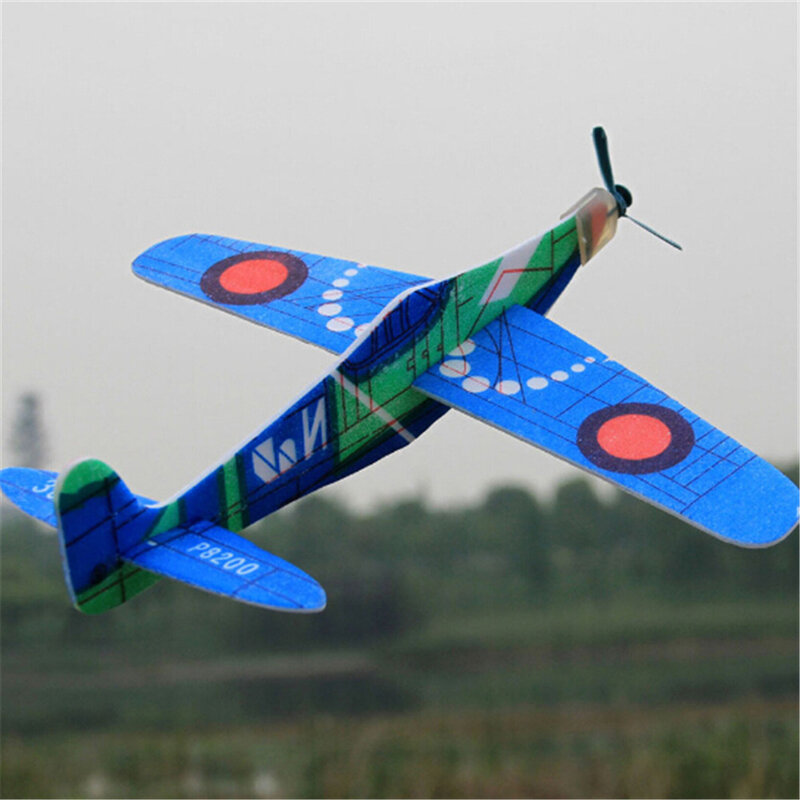 Warna Acak 1PC 19 Cm Tangan Melemparkan Terbang Glider Pesawat EPP Busa Pesawat Mini Drone Pesawat Model Mainan anak-anak