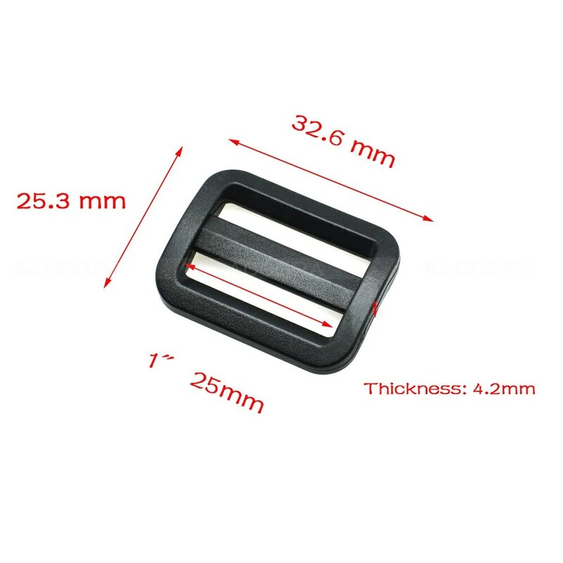 5pcs/lot Plastic Black Curve Tri-Glide Slider Adjustable for Bags Buckle Webbing Size 20mm 25mm 32mm 38mm 50mm Garments Supply
