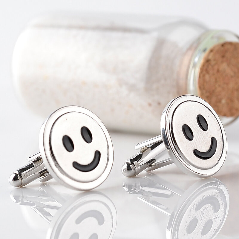 Smiley Symbol Cufflinks Silver Plated Smile Sign Cufflinks Men And Women Accessories Happiness Symbol Wedding Cuff-Button