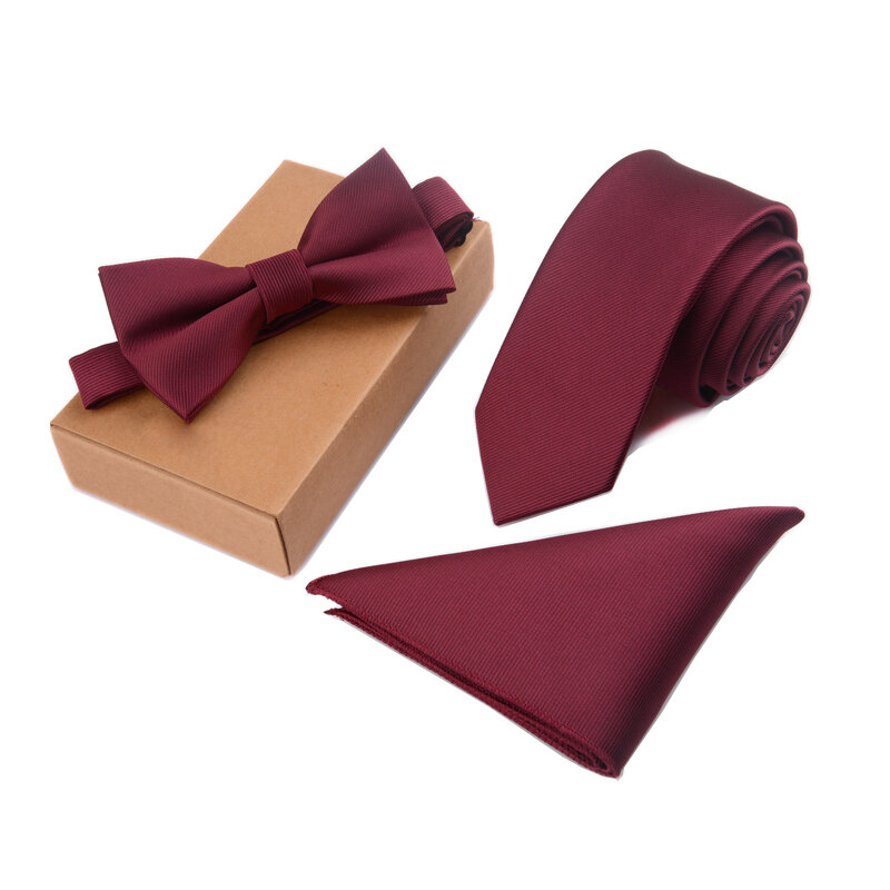 GUSLESON-Conjunto de corbata ajustada para Hombre, corbata cuadrada de bolsillo, pañuelo Papillon, Pajarita